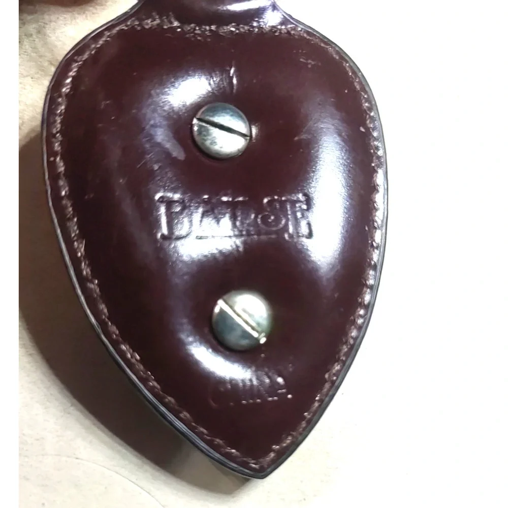 Barse Brown Leather Silver Tone Elephant Keychain
